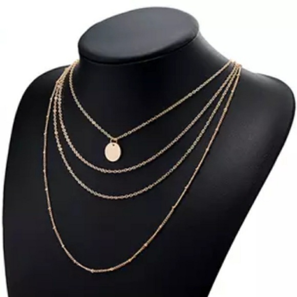 Gold Tone Four layer Coin Bead Necklaces - Picture 3 of 3